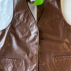 Vintage Sears “the leather shop” size 42 tall brown vest